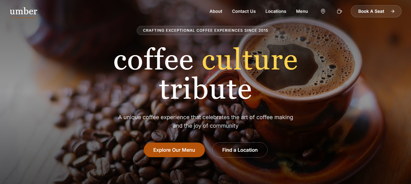 Umber Cafe User And Admin Dashboard